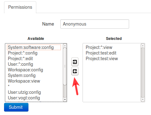 Role Permission Selection